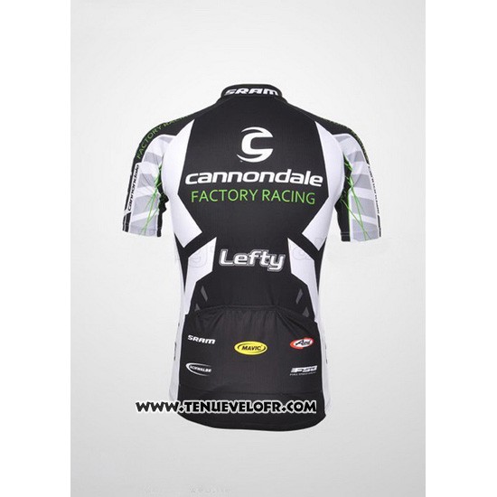 2012 Maillot Ciclismo Cannondale Noir et Blanc Manches Courtes et Cuissard